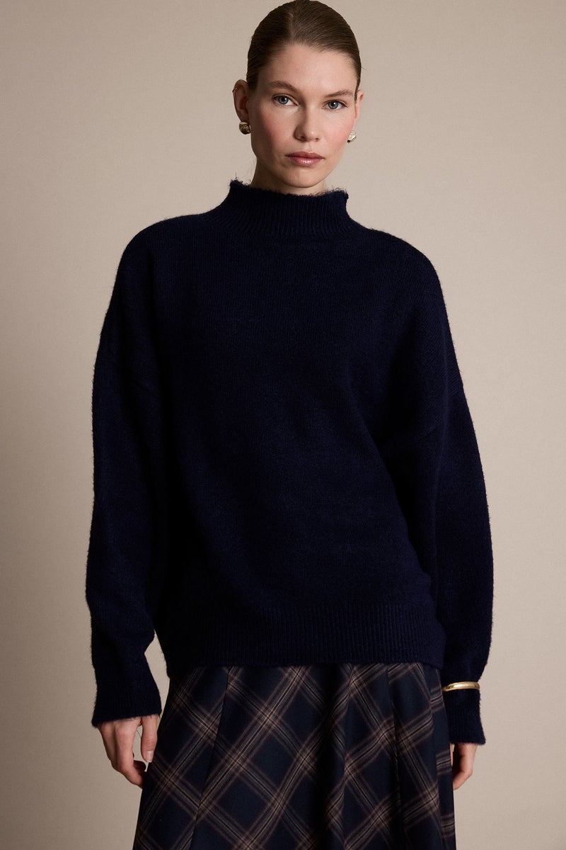 DeFacto Blue Woman Oversize Fit Half Turtleneck Knitwear Pullover Casual - Image 1